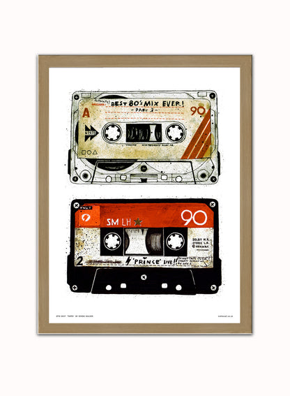 Tapes Pop Art Poster Art Print Vintage Poster Wall Art Print 30x40cm Light Wood