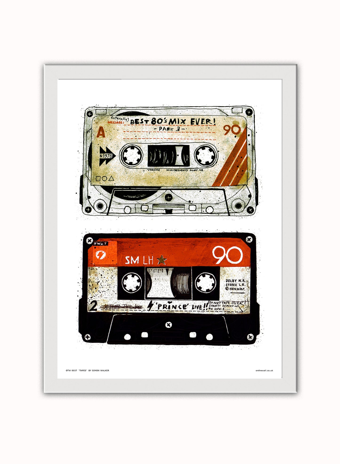 Tapes Pop Art Poster Art Print Vintage Poster Wall Art Print 30x40cm White Frame