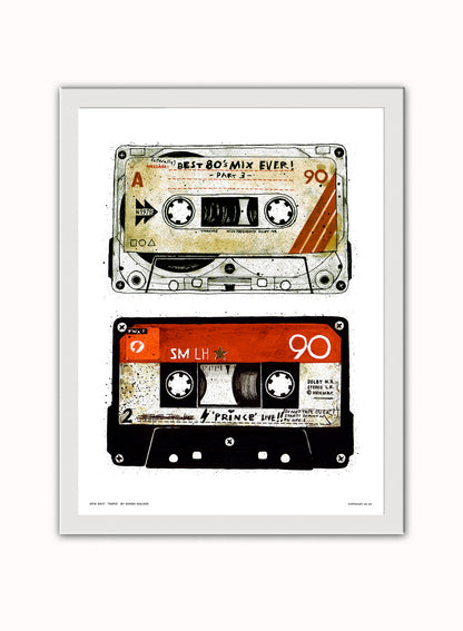 Tapes Pop Art Poster Art Print Vintage Poster Wall Art Print 30x40cm White Frame
