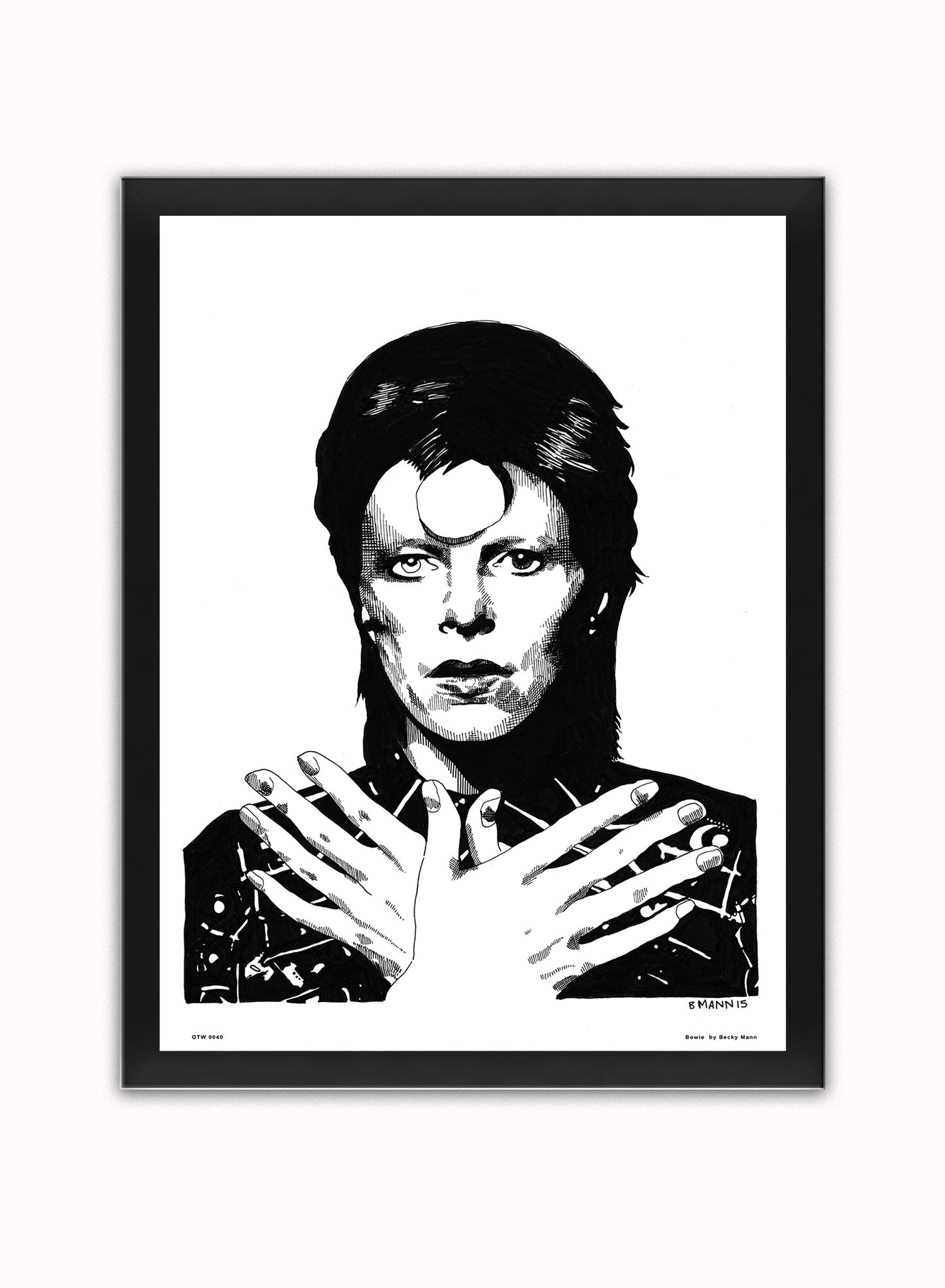 David Bowie by Becky Mann Poster Art Print Print – Becky Mann Poster Art Print Vintage Poster Wall Art 30x40cm Black Frame