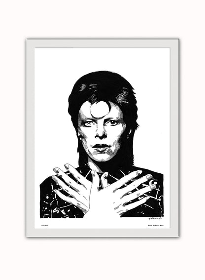 David Bowie by Becky Mann Poster Art Print Print – Becky Mann Poster Art Print Vintage Poster Wall Art 30x40cm White Frame