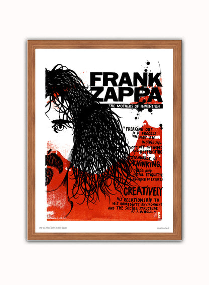 Frank Zappa Poster Art Print Vintage Poster Wall Art Print 30x40cm Dark Wood