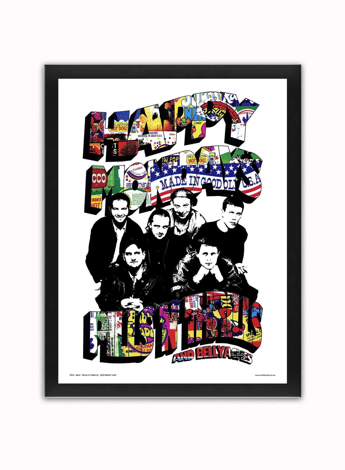 Happy Mondays Pills N Thrills Poster Art Print Vintage Poster Wall Art Print 30x40cm Black Frame