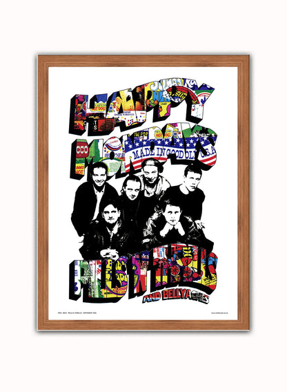 Happy Mondays Pills N Thrills Poster Art Print Vintage Poster Wall Art Print 30x40cm Dark Wood