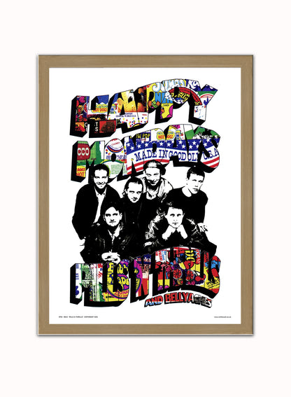 Happy Mondays Pills N Thrills Poster Art Print Vintage Poster Wall Art Print 30x40cm Light Wood