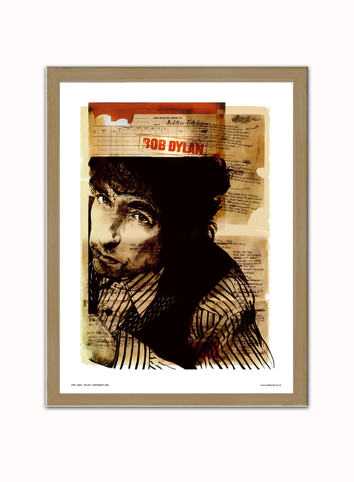 Bob Dylan Poster Art Print Vintage Poster Wall Art Print 30x40cm Light Wood