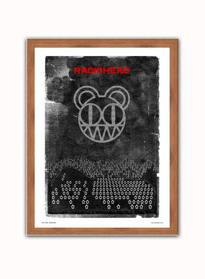 Radiohead Poster Art Print Vintage Poster Wall Art Print 30x40cm Dark Wood