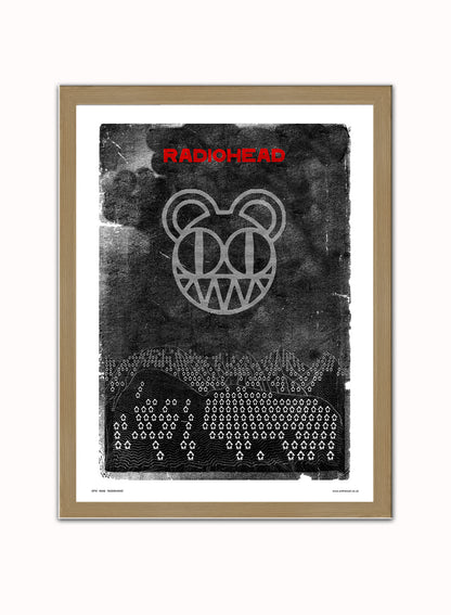 Radiohead Poster Art Print Vintage Poster Wall Art Print 30x40cm Light Wood