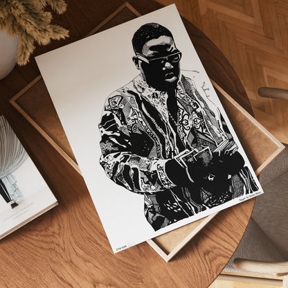 The Notorious B.I.G. Portrait Art Print Poster by Becky Mann 30x40cm