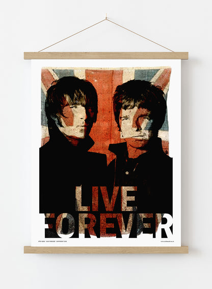 Oasis Liam and Noel Live forever Poster Art Print Vintage Poster Wall Art Print 30x40cm Hanger