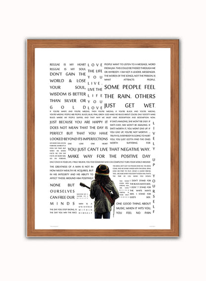 Bob Marley "The Message" in Quotes Poster Art Print Vintage Poster Wall Art Print 30x40cm Dark Wood