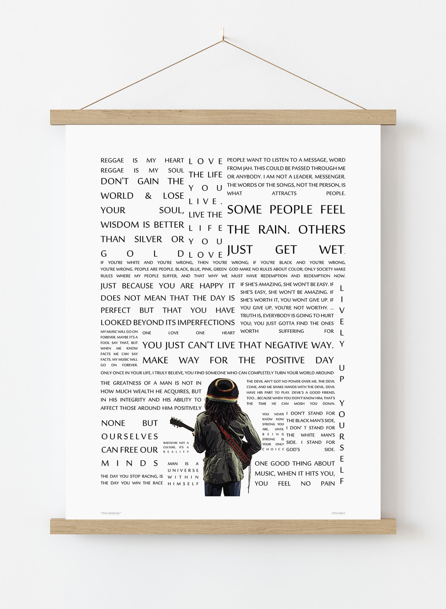 Bob Marley "The Message" in Quotes Poster Art Print Vintage Poster Wall Art Print 30x40cm Hanger