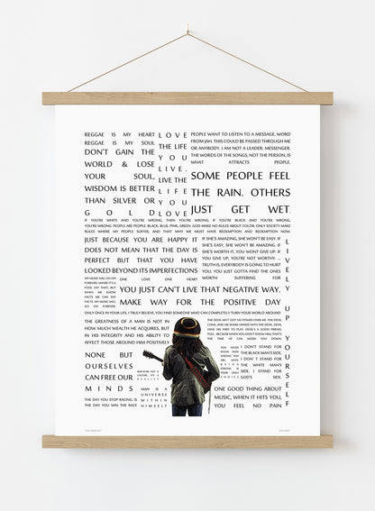 Bob Marley "The Message" in Quotes Poster Art Print Vintage Poster Wall Art Print 30x40cm Hanger