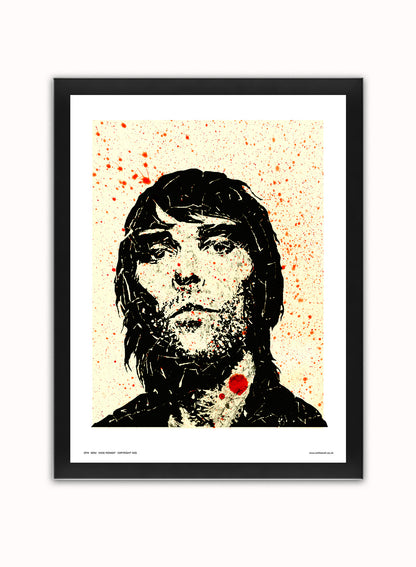 Ian Brown from Stone Roses Pop Art Print Poster  (OTW052) Vintage Poster Wall Art Print 30x40cm Black Frame