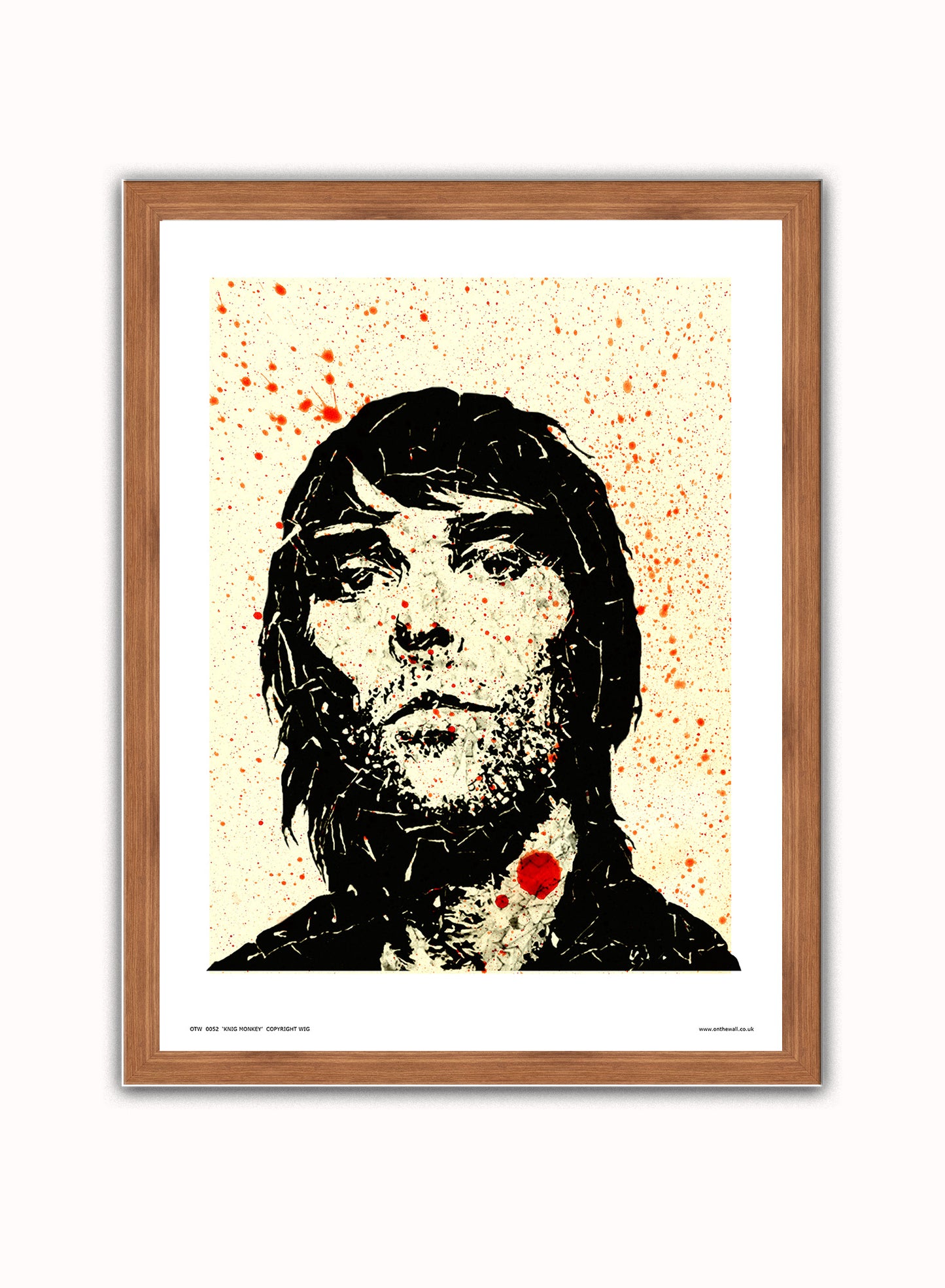 Ian Brown from Stone Roses Pop Art Print Poster  (OTW052) Vintage Poster Wall Art Print 30x40cm Dark Wood