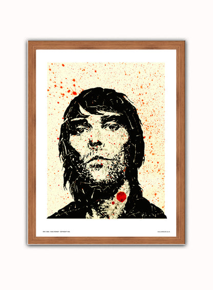 Ian Brown from Stone Roses Pop Art Print Poster  (OTW052) Vintage Poster Wall Art Print 30x40cm Dark Wood
