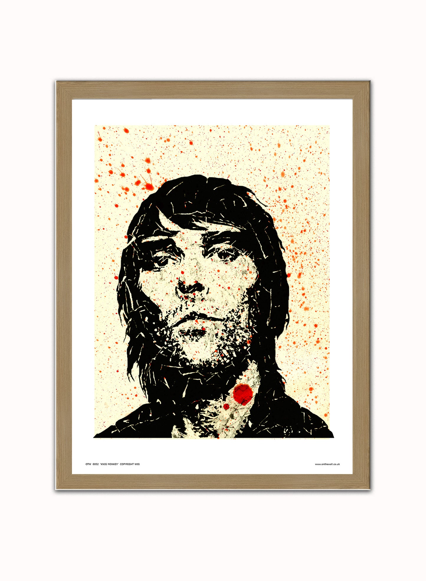 Ian Brown from Stone Roses Pop Art Print Poster  (OTW052) Vintage Poster Wall Art Print 30x40cm Light Wood