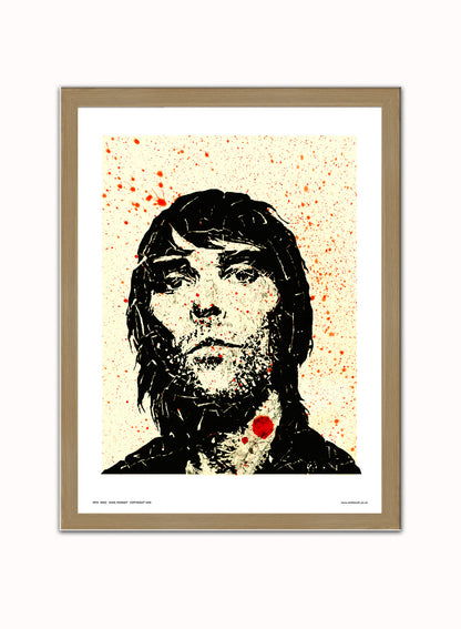 Ian Brown from Stone Roses Pop Art Print Poster  (OTW052) Vintage Poster Wall Art Print 30x40cm Light Wood