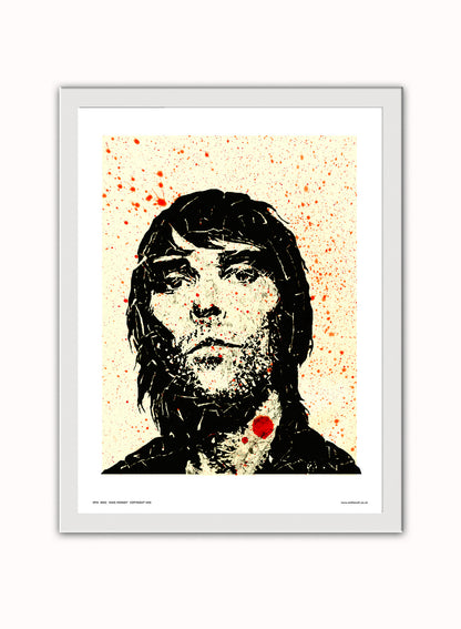 Ian Brown from Stone Roses Pop Art Print Poster  (OTW052) Vintage Poster Wall Art Print 30x40cm White Frame