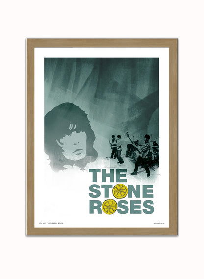 Stone Roses Poster Art Print Vintage Poster Wall Art Print 30x40cm Light Wood