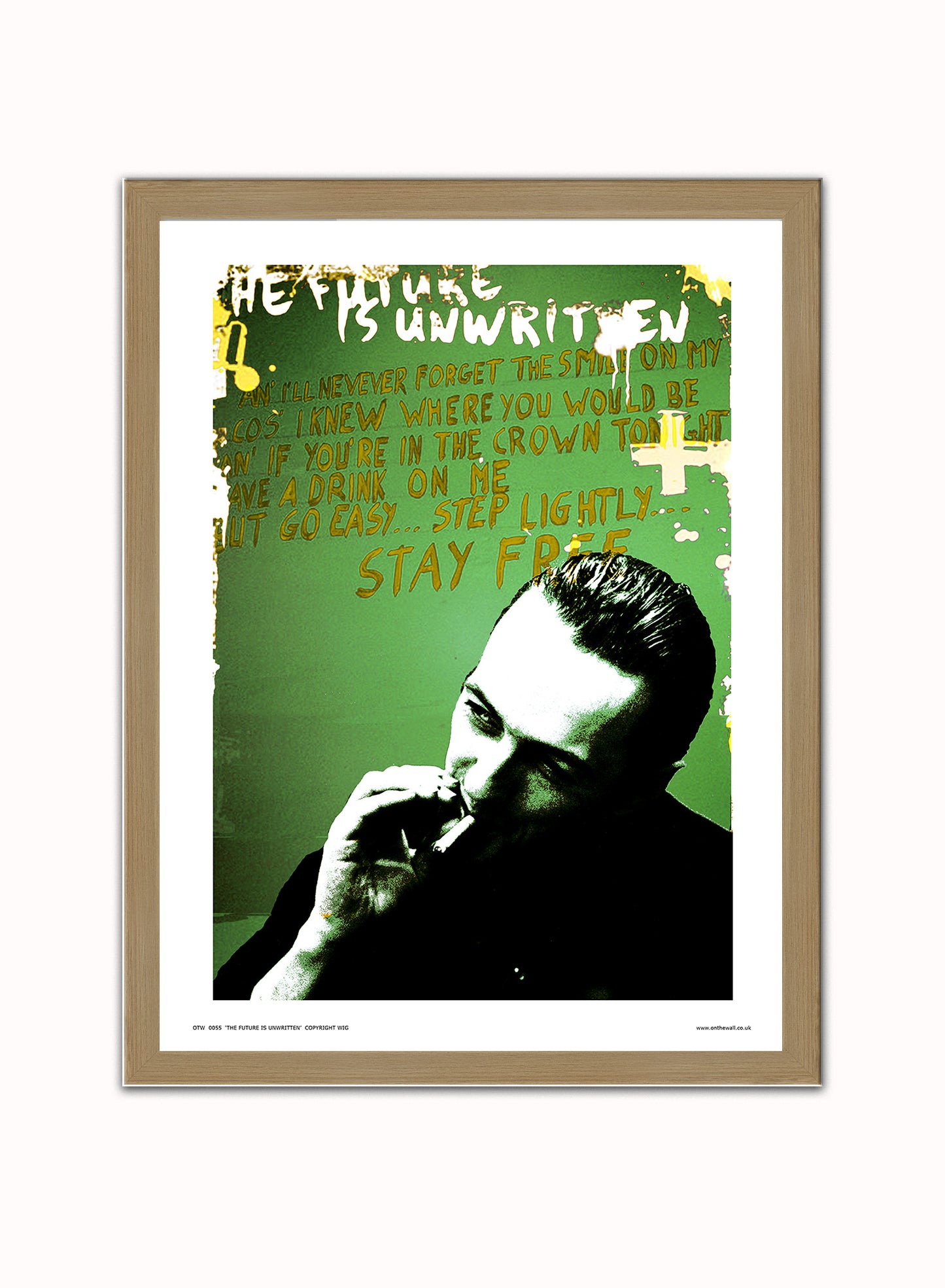 Joe Strummer from The Clash Poster Art Print Vintage Poster Wall Art Print 30x40cm Light Wood