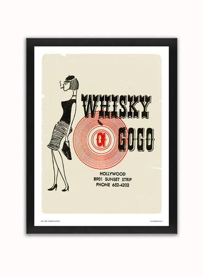 Whiskey a Go Go - Vintage Poster Art Print Vintage Poster Wall Art Print 30x40cm Black Frame