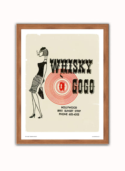 Whiskey a Go Go - Vintage Poster Art Print Vintage Poster Wall Art Print 30x40cm Dark Wood