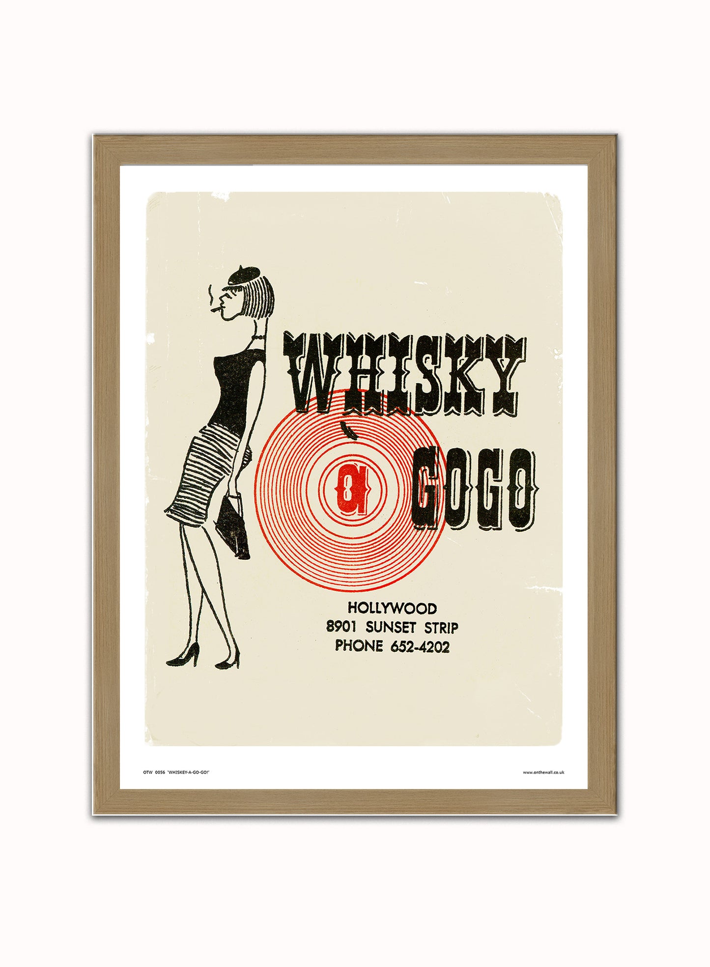 Whiskey a Go Go - Vintage Poster Art Print Vintage Poster Wall Art Print 30x40cm Light Wood