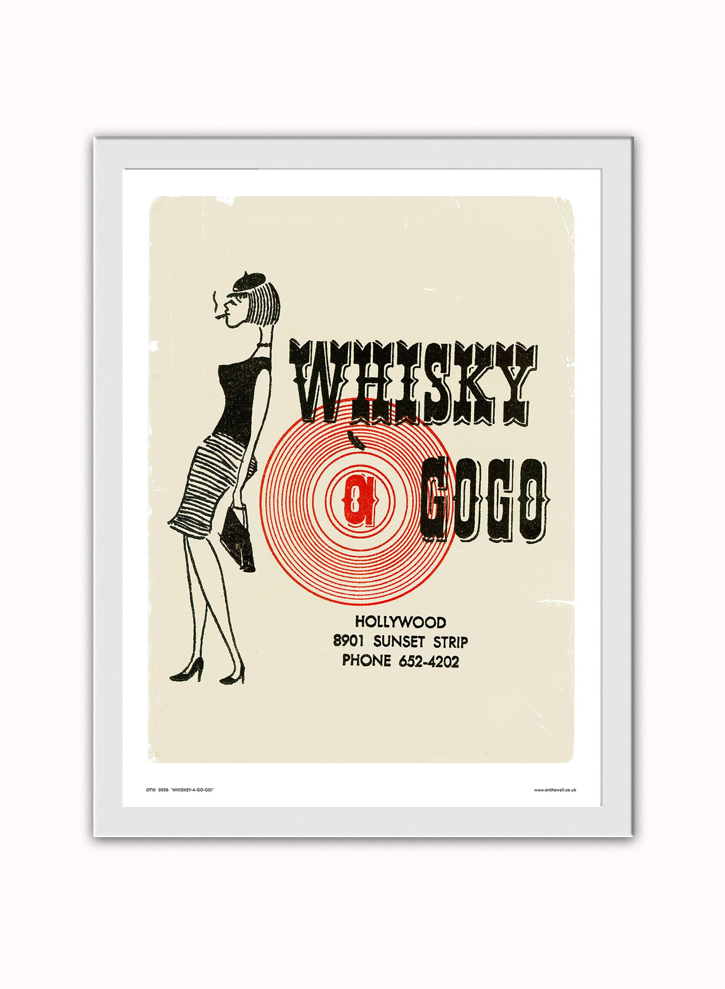 Whiskey a Go Go - Vintage Poster Art Print Vintage Poster Wall Art Print 30x40cm White Frame