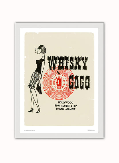 Whiskey a Go Go - Vintage Poster Art Print Vintage Poster Wall Art Print 30x40cm White Frame
