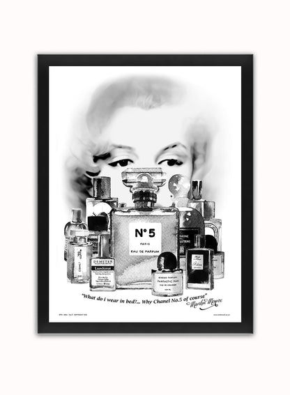 Marilyn Monroe Channel No 5 Poster Art Print Vintage Poster Wall Art Print 30x40cm Black Frame