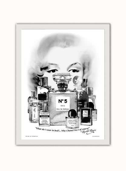 Marilyn Monroe Channel No 5 Poster Art Print Vintage Poster Wall Art Print 30x40cm White Frame