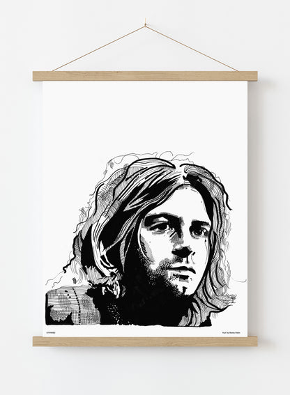 Kurt Cobain from Nirvana Portrait Art Print Poster by Becky Mann Print – Becky Mann Vintage Poster Wall Art 30x40cm Hanger