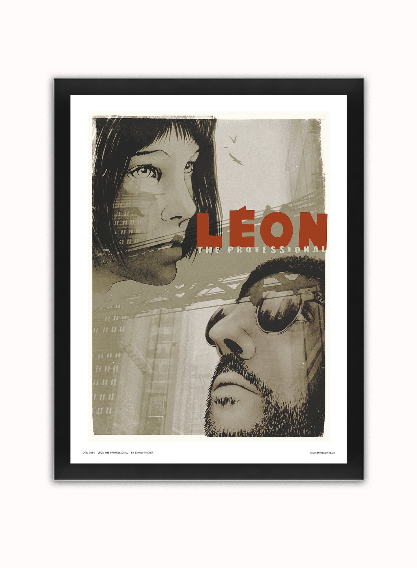 Leon the professional Poster Art Print Vintage Poster Wall Art Print 30x40cm Black Frame