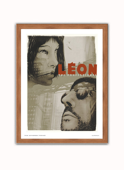 Leon the professional Poster Art Print Vintage Poster Wall Art Print 30x40cm Dark Wood