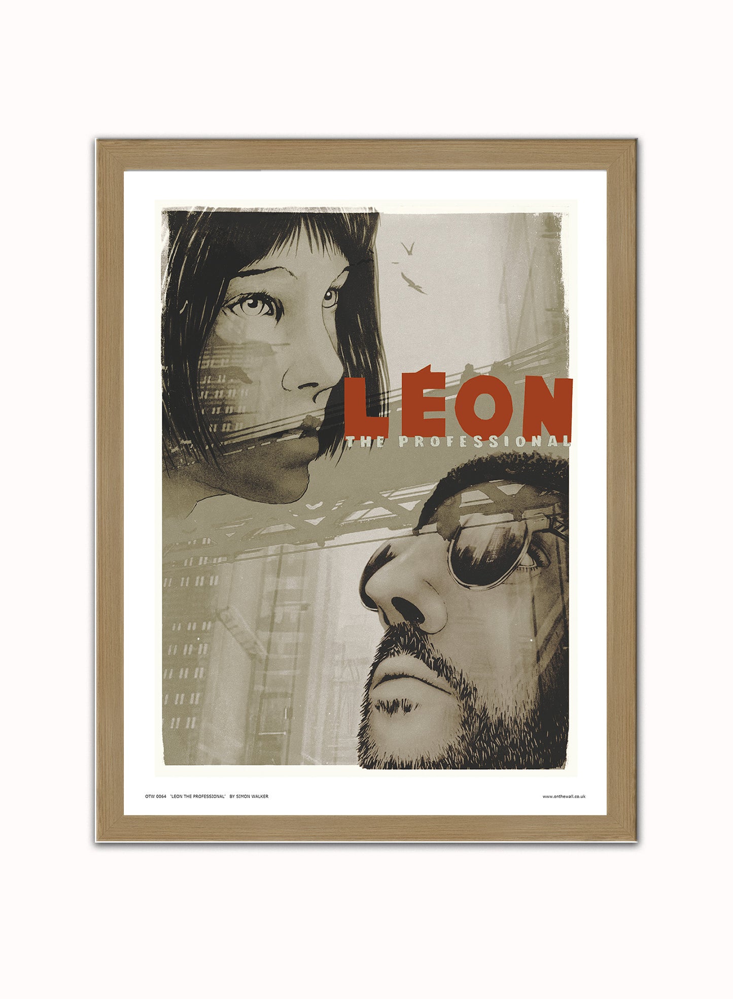 Leon the professional Poster Art Print Vintage Poster Wall Art Print 30x40cm Light Wood