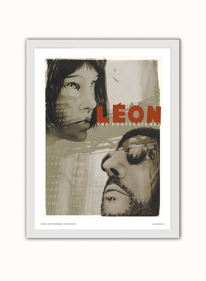 Leon the professional Poster Art Print Vintage Poster Wall Art Print 30x40cm White Frame