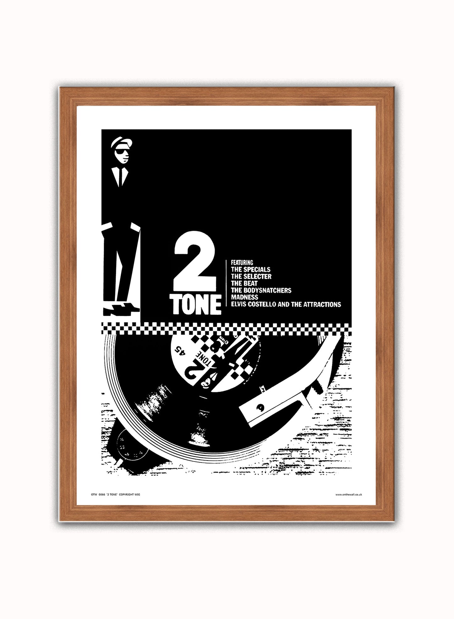 Two Tone, Ska, Specials Poster Art Print Vintage Poster Wall Art Print 30x40cm Dark Wood