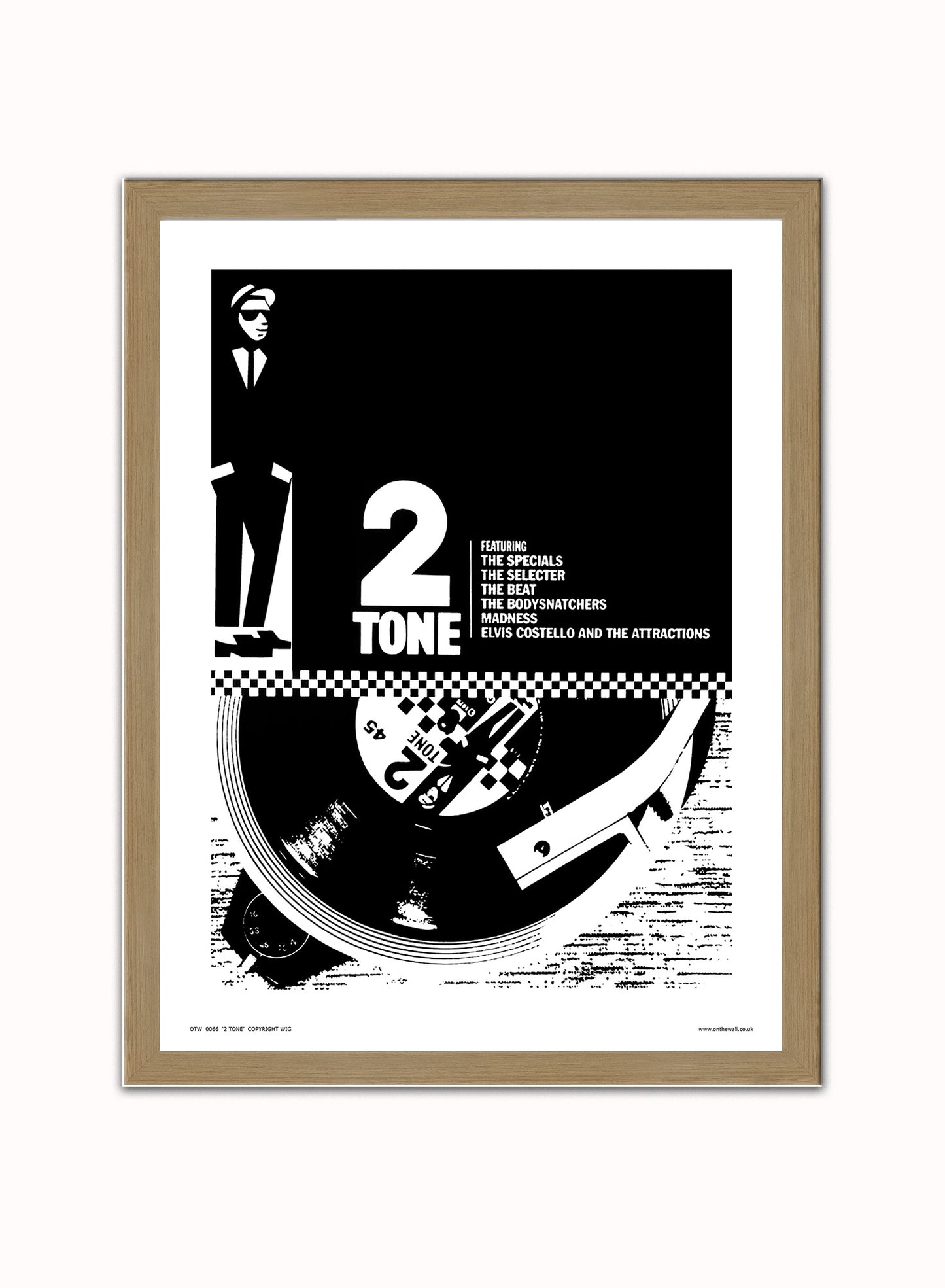 Two Tone, Ska, Specials Poster Art Print Vintage Poster Wall Art Print 30x40cm Light Wood