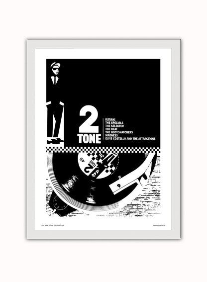 Two Tone, Ska, Specials Poster Art Print Vintage Poster Wall Art Print 30x40cm White Frame