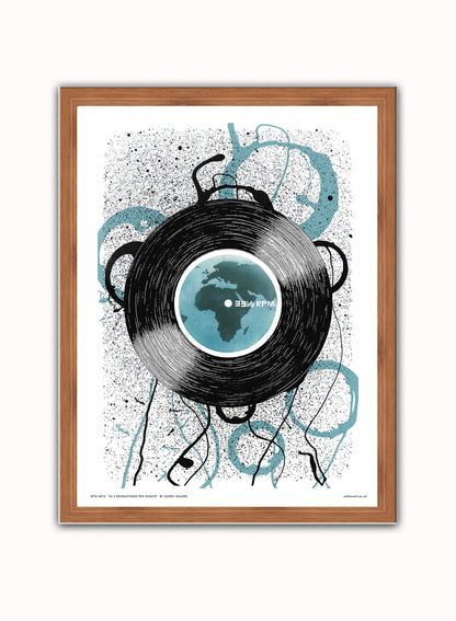 Pop Art Vinyl Records Revolutions Poster Art Print Vintage Poster Wall Art Print 30x40cm Dark Wood