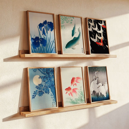 Ohara Koson Japanese Woodblock Print Bundle – 6 Framed Ukiyo-e Wall Art Prints | Save £30