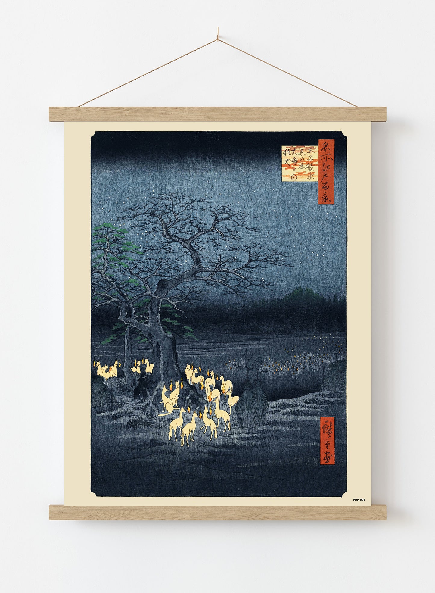 Hiroshige Japanese Poster Art Print foxfire on new year's night under the enoki tree near Oji Poster Art Print Japanese Wall Art Print 30x40cm Hanger