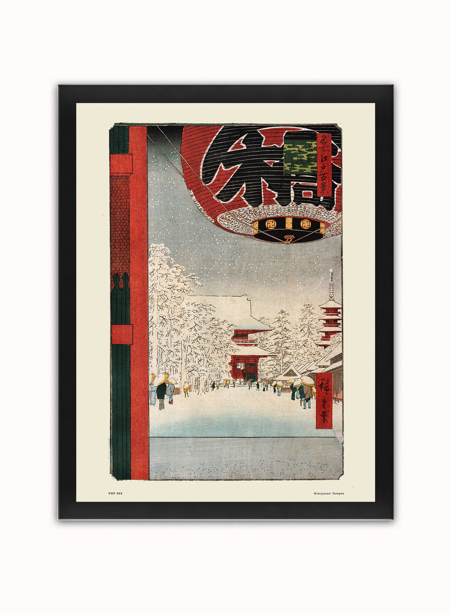 Hiroshige Japanese Poster Art Print Kinryuzan Temple Poster Art Print Japanese Wall Art Print 30x40cm Black Frame