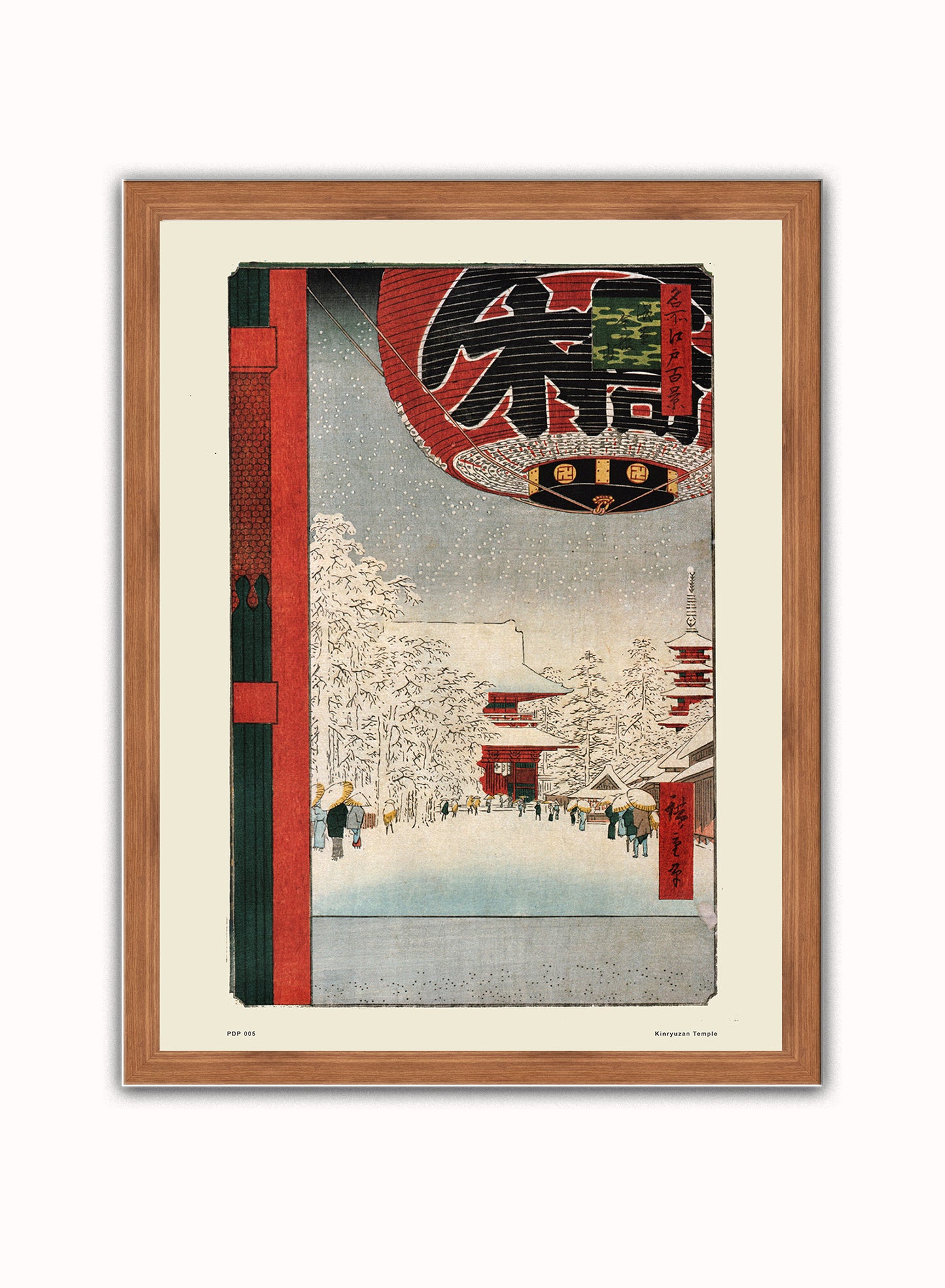 Hiroshige Japanese Poster Art Print Kinryuzan Temple Poster Art Print Japanese Wall Art Print 30x40cm Dark Wood