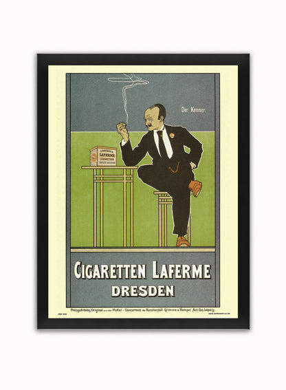 Art nouveau Cigaretten Laferme Dresden by Fritz Rehm Poster Art Print Print – Fritz Rehm Poster Art Print Vintage Poster Wall Art 30x40cm Black Frame