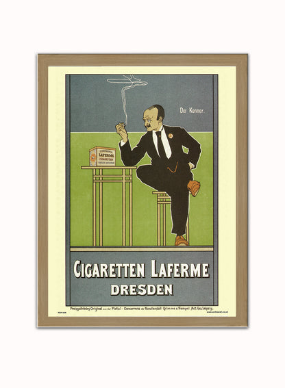 Art nouveau Cigaretten Laferme Dresden by Fritz Rehm Poster Art Print Print – Fritz Rehm Poster Art Print Vintage Poster Wall Art 30x40cm Light Wood