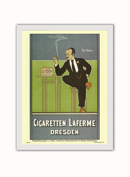 Art nouveau Cigaretten Laferme Dresden by Fritz Rehm Poster Art Print Print – Fritz Rehm Poster Art Print Vintage Poster Wall Art 30x40cm White Frame