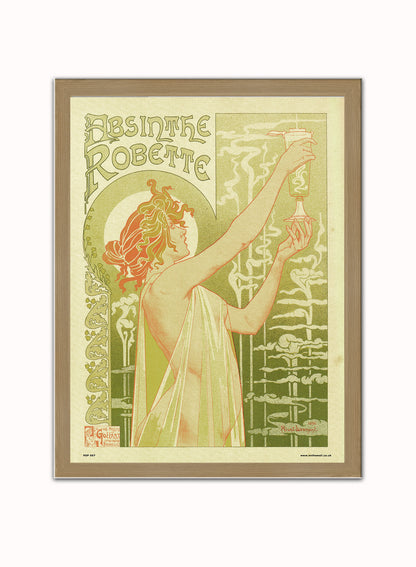 Art nouveau by Privat Livemont - Absinthe Robette Poster Art Print Vintage Poster Wall Art Print 30x40cm Light Wood