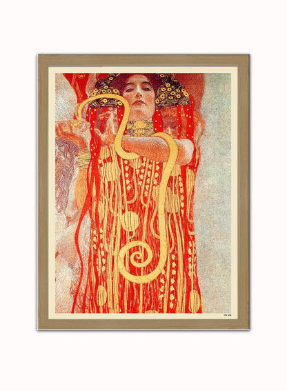 Gustav Klimt Hygieia Art nouveau Poster Art Print Vintage Poster Wall Art Print 40x30cm Light Wood